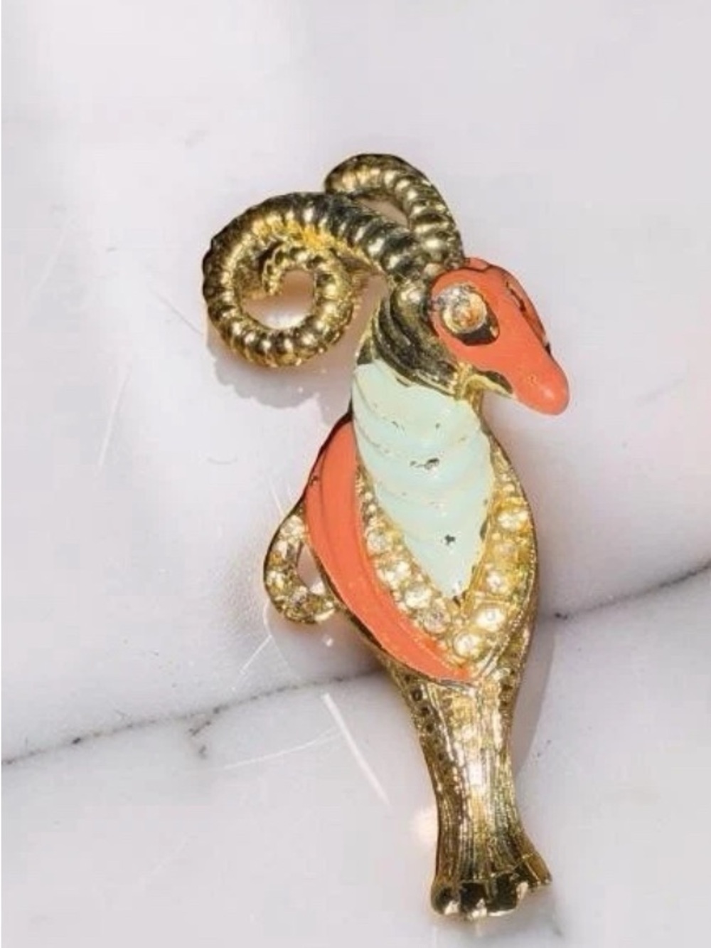 1960s Vintage Capricorn Star Sign Zodiac Brooch by DeNicola